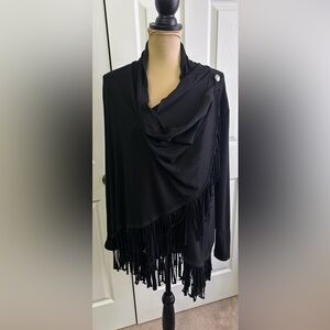 Ruby Rd. Black Fringe Sweater